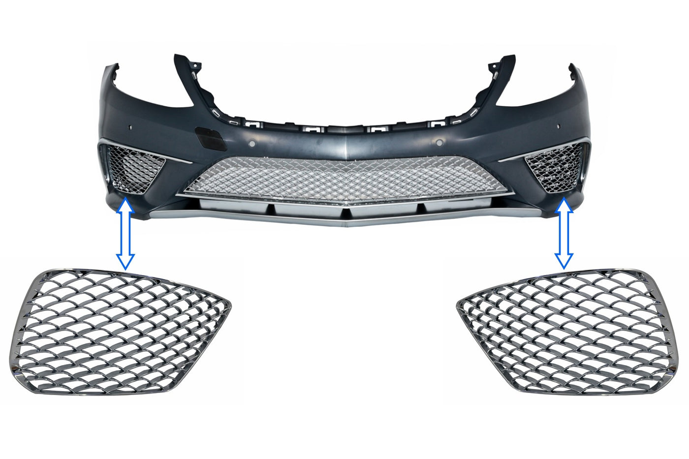 Grilles latérales de pare-chocs avant chromées adaptées à MERCEDES Classe S W222 (2013-2017) S65 Design